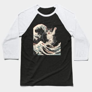 Cat Riding Shark Underwater Expedition Baseball T-Shirt